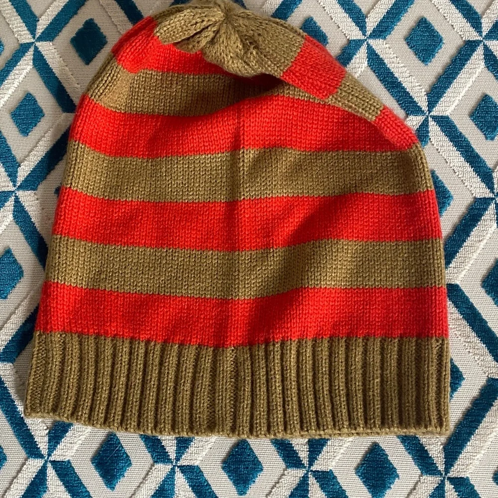 NWOT! Michael Kors 100% Acrylic Striped Orange & Tan Beanie Hat